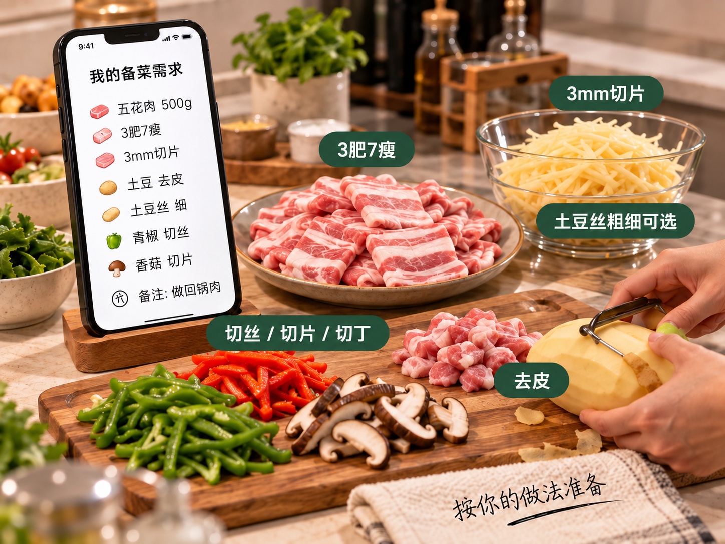 根据用户偏好精细定制肉片厚度、蔬菜粗细和处理方式
